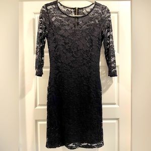 Beautiful black winter floral cocktail dress